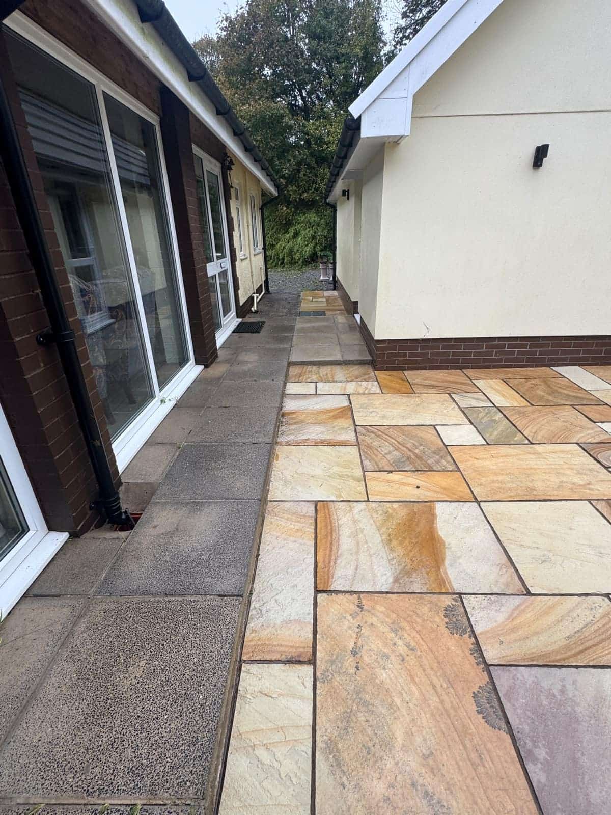 The same path after pressure washing, the sandstone clean